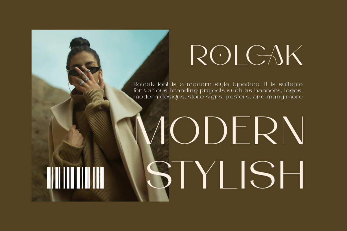 Rolcak - Fashion Brand Font, a Sans Serif Font by QR Design Studio (Photo 5 of 16)