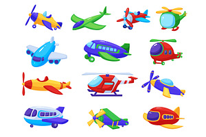 Cartoon toy aeroplanes. Isolated, a Transportation Illustration by LadadikArt