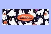 Halloween ghosts set + templates, a Seasonal Illustration by PaperTrident (Thumbnail 3 of 9)