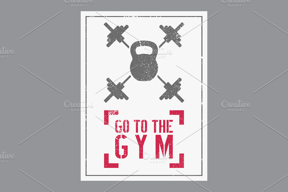 Gym vintage vector poster set., a Sport Illustration by PoPaShop (Photo 5 of 6)