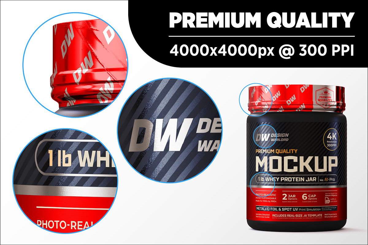 1lb Whey Protein Jar Mockup A1-Pro, a Packaging Mockup by Design Warlord (Photo 12 of 16)