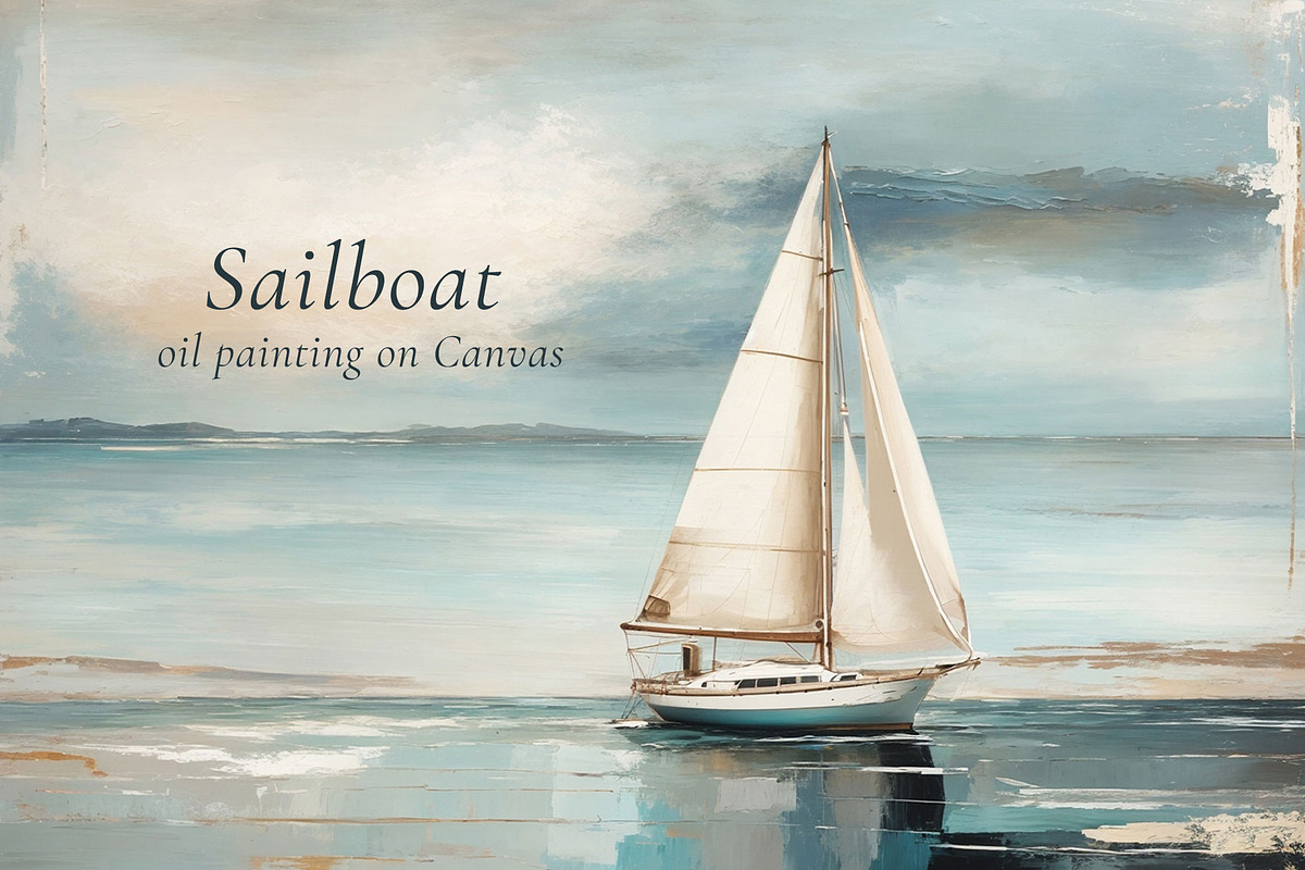 Seascape Oil Painting 'Sailboat', a Background Graphic by by creative paper (Photo 9 of 16)
