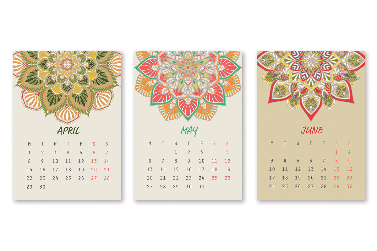 2019 New Year Calendar Mandala Style, a Stationery Template by Noree (Photo 2 of 5)