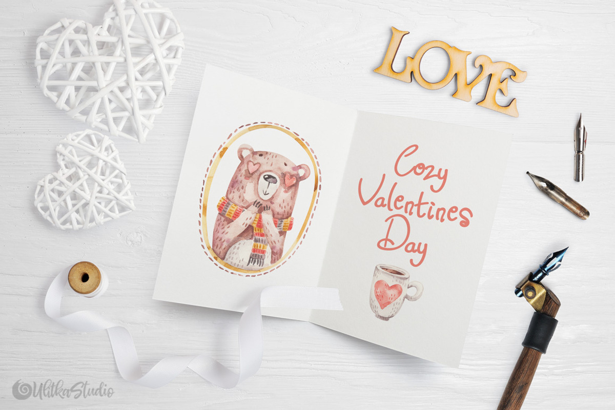 Cozy Valentines Day. Lovely bears, an Animal Illustration by UlitkaStudio (Photo 17 of 20)