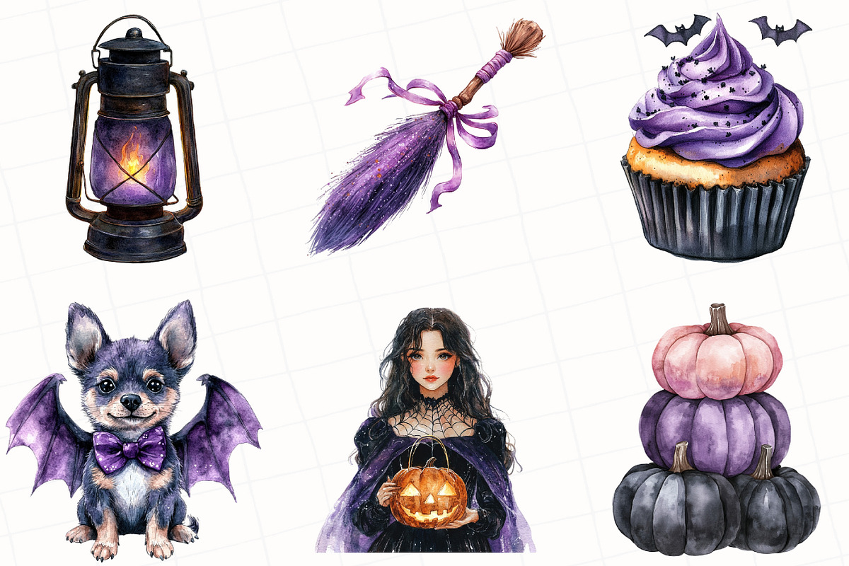 Purple Halloween Sublimation Clipart, an Illustration by OK Design (Photo 4 of 5)