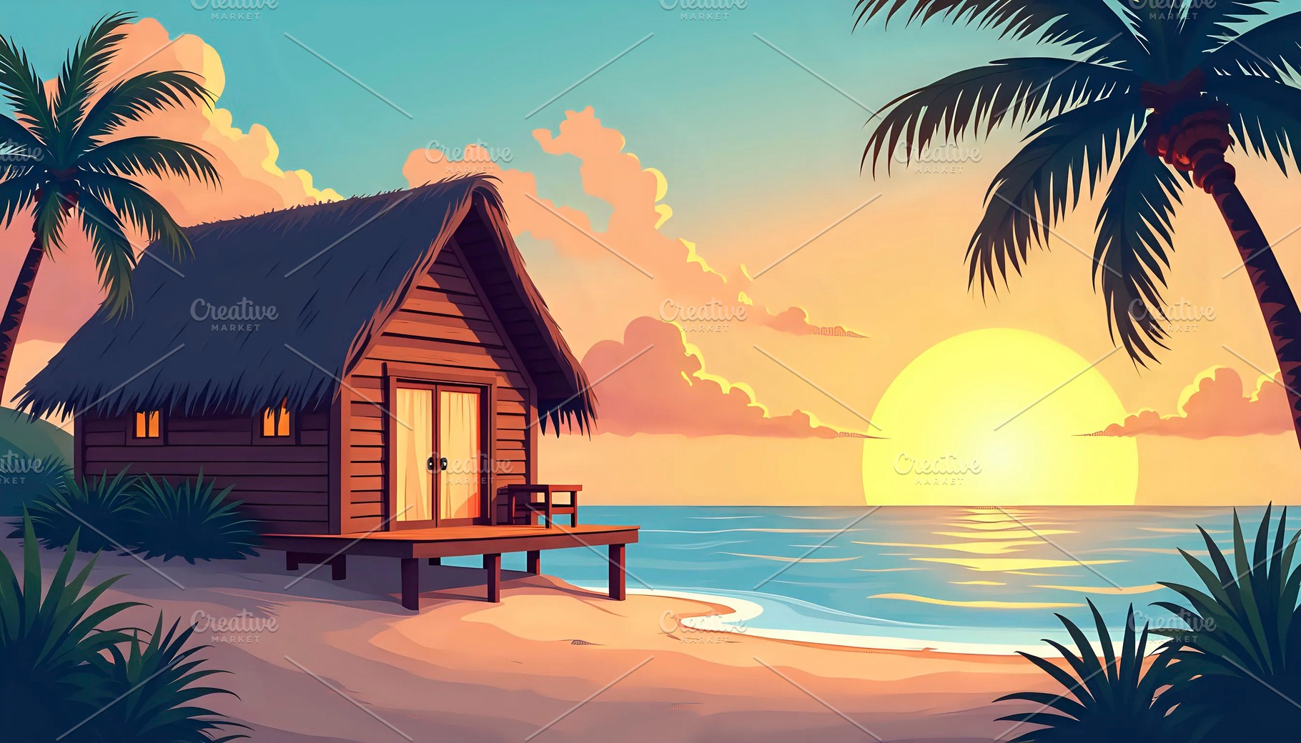 Oceanfront Bungalow On A Private Tro, a Photo by LOGOCREATIVE