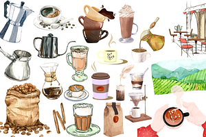 Watercolor Coffee Drink Clipart