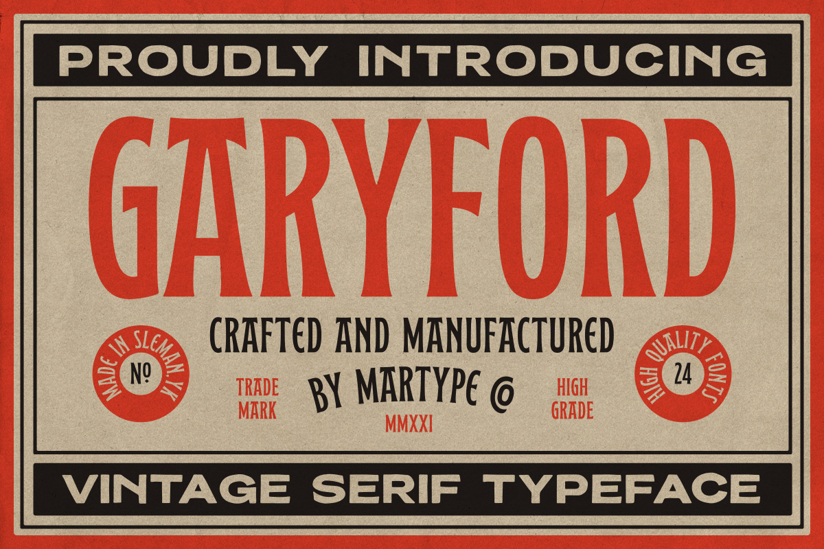 Garyford Vintage Display Font, a Serif Font by Martype Co (Photo 1 of 10)