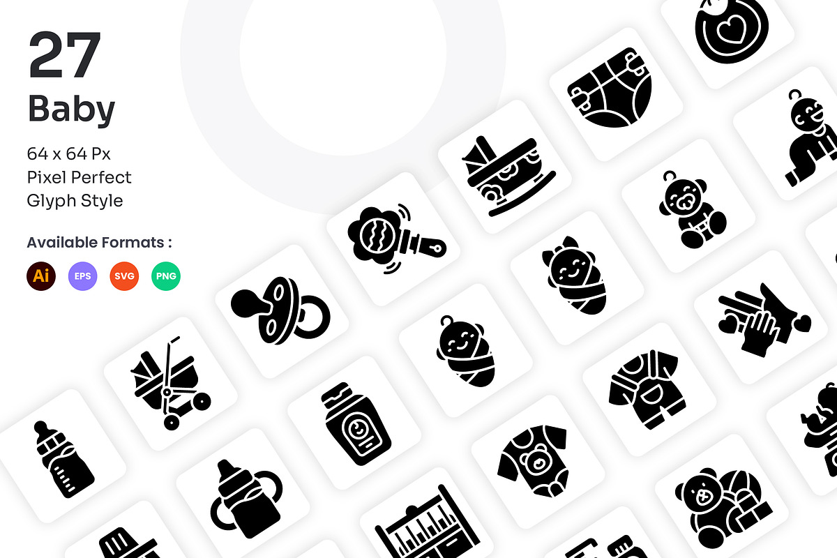 Baby Icons Set - Glyph, a Solid Icon by Kmg Design (Photo 1 of 2)