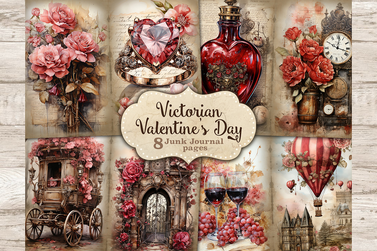 Victorian Valentine Day Junk Journal, a Decorative Illustration by GlamArtZhanna (Photo 1 of 9)
