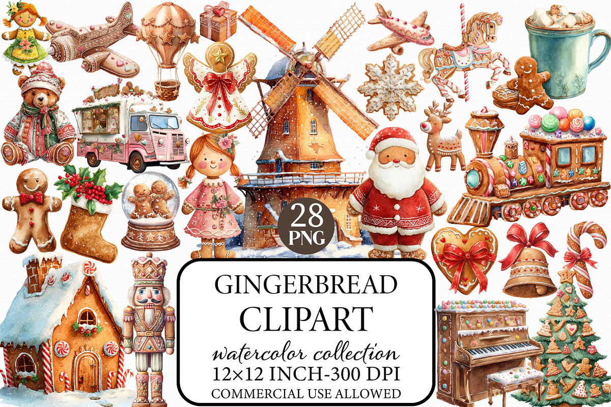 Gingerbread Clipart Bundle, an Illustration by Libby Wishes (Photo 1 of 7)