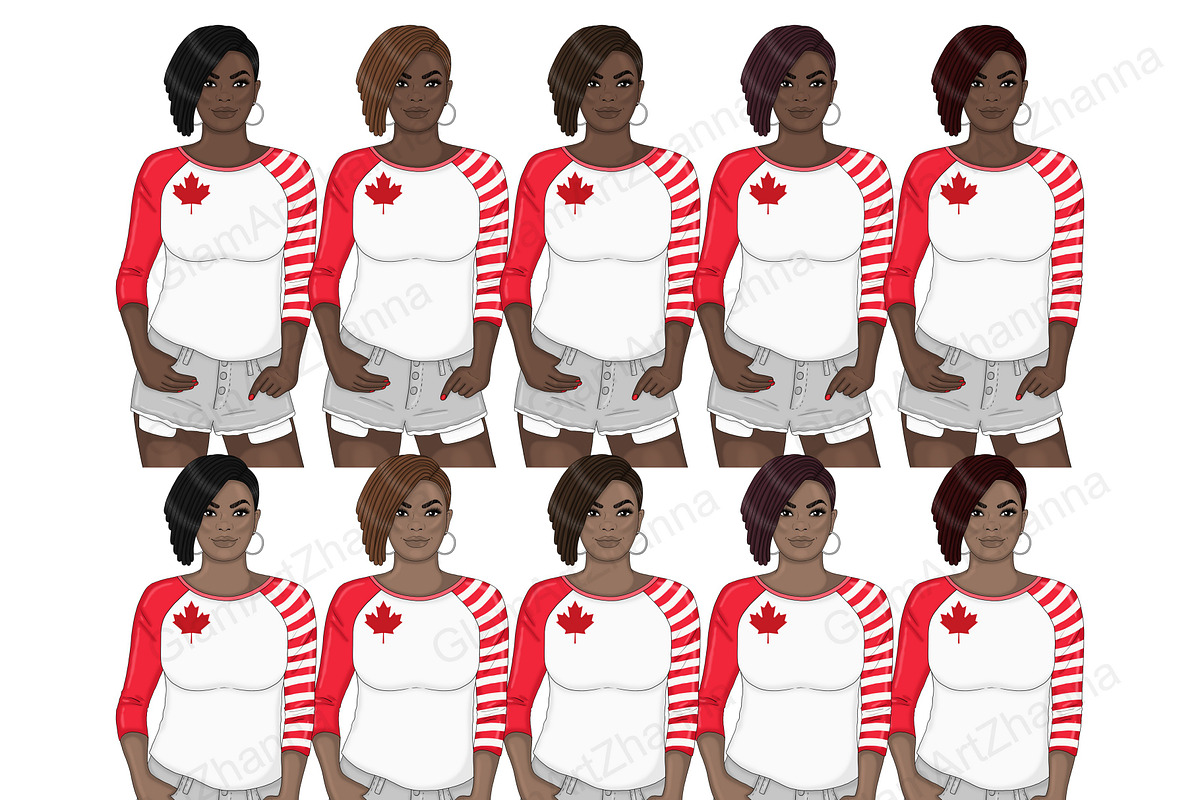 Canada Day Girls Clipart, a Seasonal Illustration by GlamArtZhanna (Photo 3 of 5)