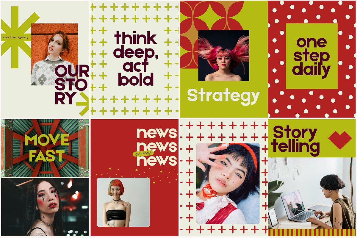Bold Red Instagram Template Kit, a Social Media Template by Yaaas Design (Photo 5 of 12)
