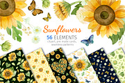 Sunflowers clipart, patterns, frames, a Decorative Illustration by Valin Malin (Thumbnail 1 of 16)