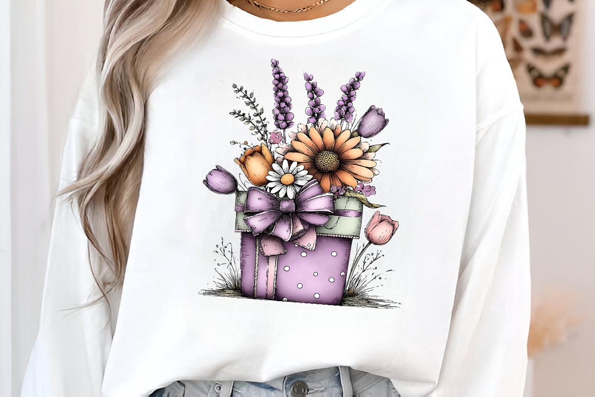 Watercolor Floral Gift Box Clipart, an Illustration by GatewayDesign (Photo 2 of 3)