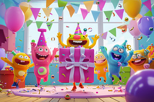 A Group of Cartoon Characters Celebr, a Photo by Iftikhar Alam