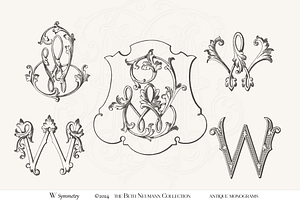 Antique Vintage Monogram Initial W
