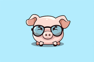 Cute Baby Animal Wearing Sunglasses On A Colored Background. Generative AI