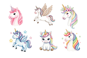 Watercolor Unicorns Clipart, a Decorative Illustration by BerryPieArt (Thumbnail 2 of 4)