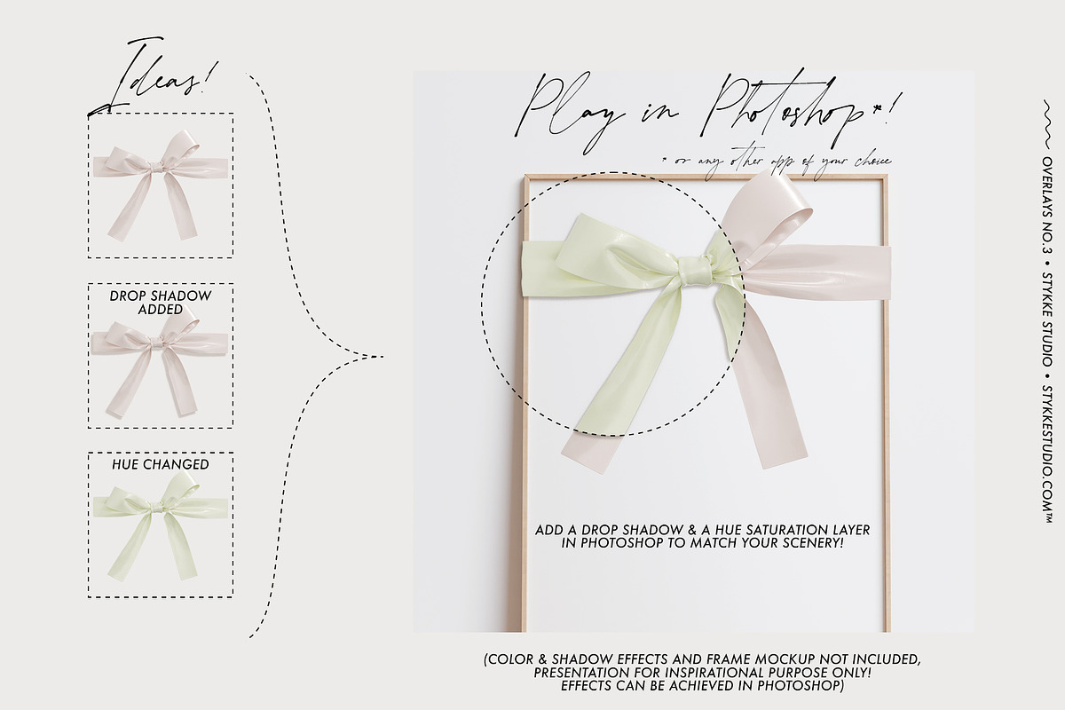 BOW & RIBBON overlay clipart mockups, an Object Graphic by Stykke Studio (Photo 7 of 10)