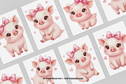 15 Bundle Watercolor Girl Pig Pink, an Animal Illustration by Morspective (Thumbnail 3 of 8)
