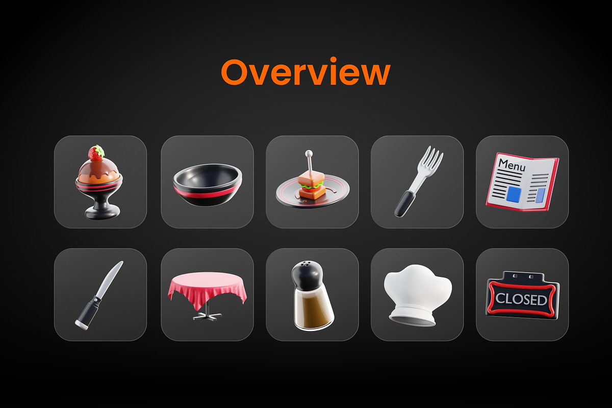 Food & Restaurant 3D Icon Set, a 3D by Home Studio (Photo 4 of 4)