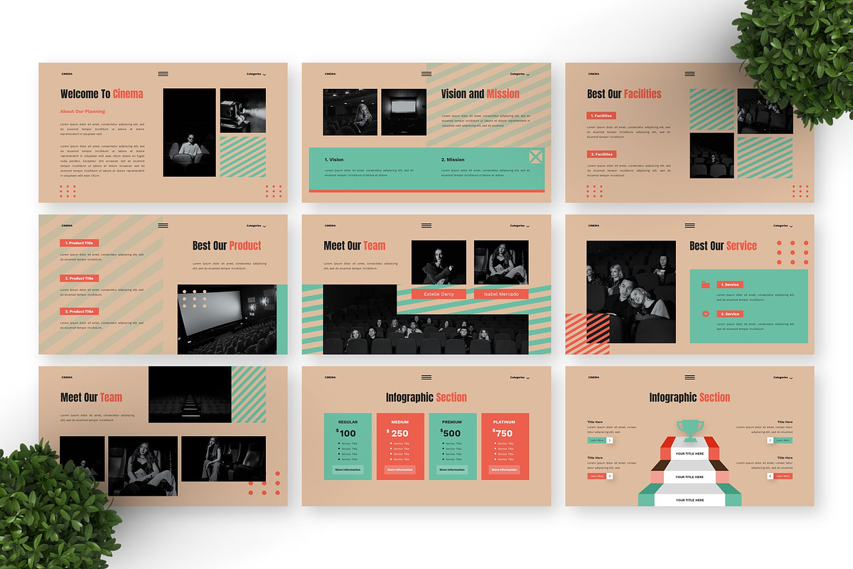 Cinema - Movie Powerpoint, a Presentation Template by Deepslide Studio