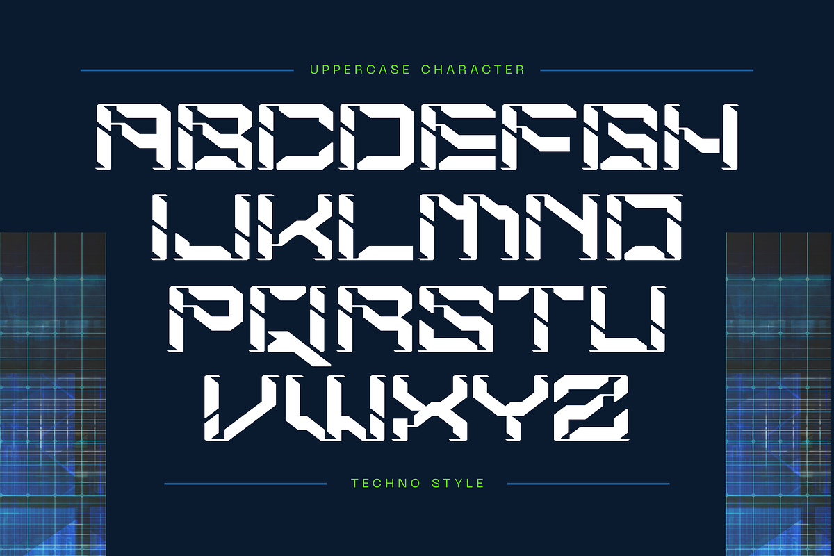 Modern Space - Techno Logo Font, a Sans Serif Font by Nirmana Visual (Photo 3 of 11)
