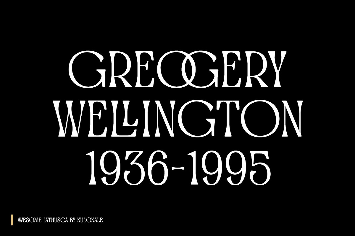 Awesome Lathusca - Unique Serif, a Sans Serif Font by Kulokale (Photo 2 of 10)