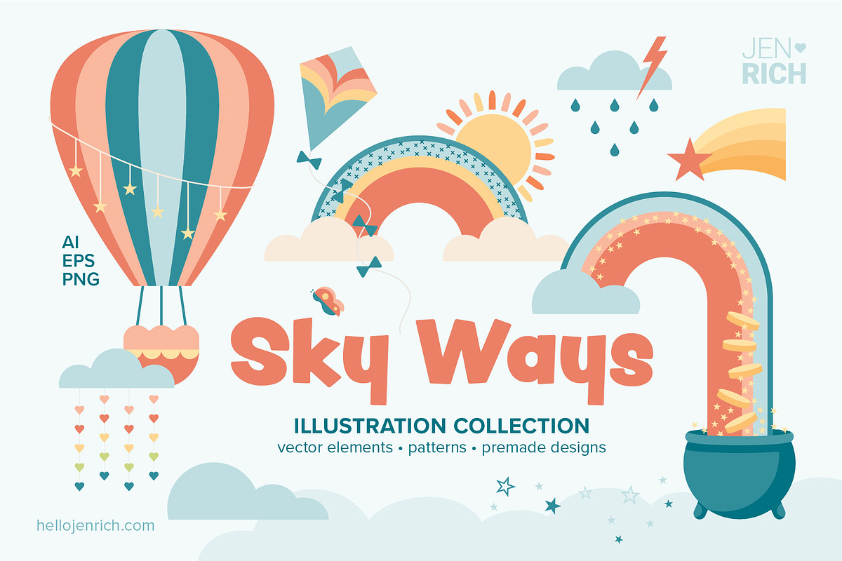 Sky Ways Illustration Collection, a Decorative Illustration by hellojenrich (Photo 1 of 12)