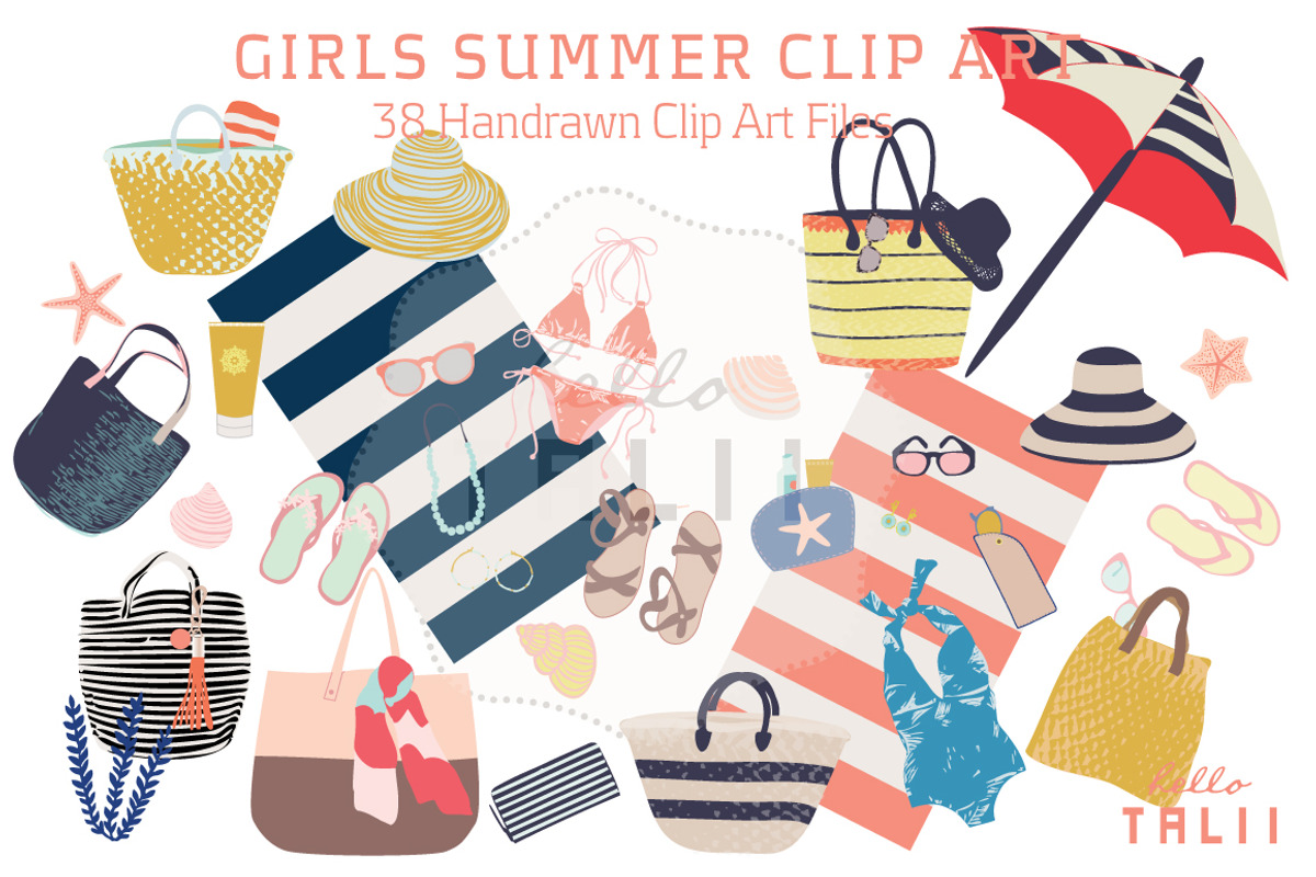 Girl's Summer (Clip Art), an Illustration by Hello Talii