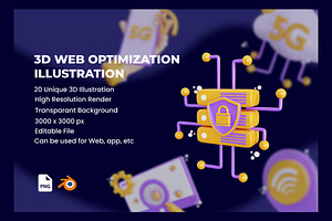 3D Website Optimization Icon Object