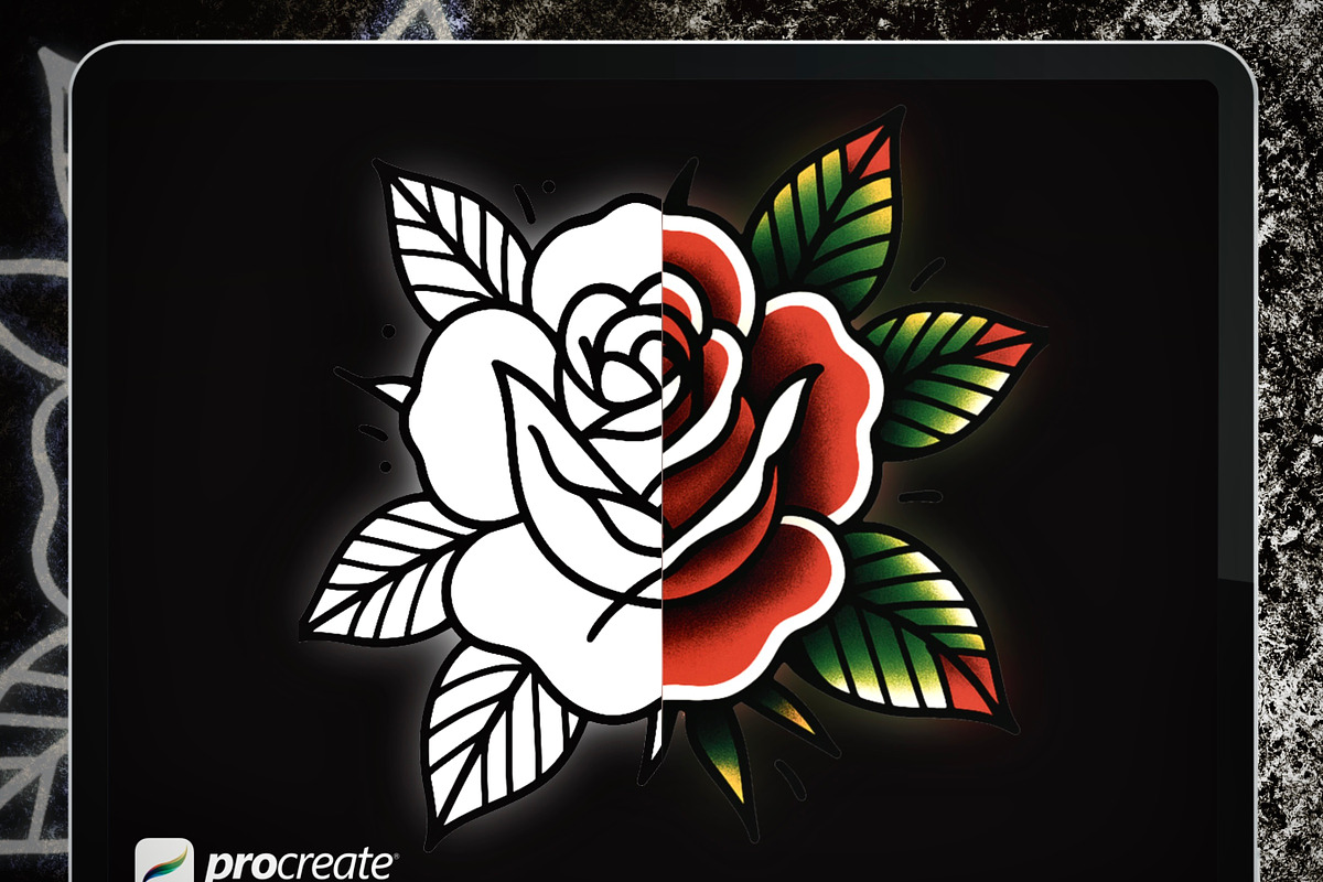 Traditional Rose Tattoo Stamps, a Brush Add-On by ProcreateInk (Photo 3 of 5)