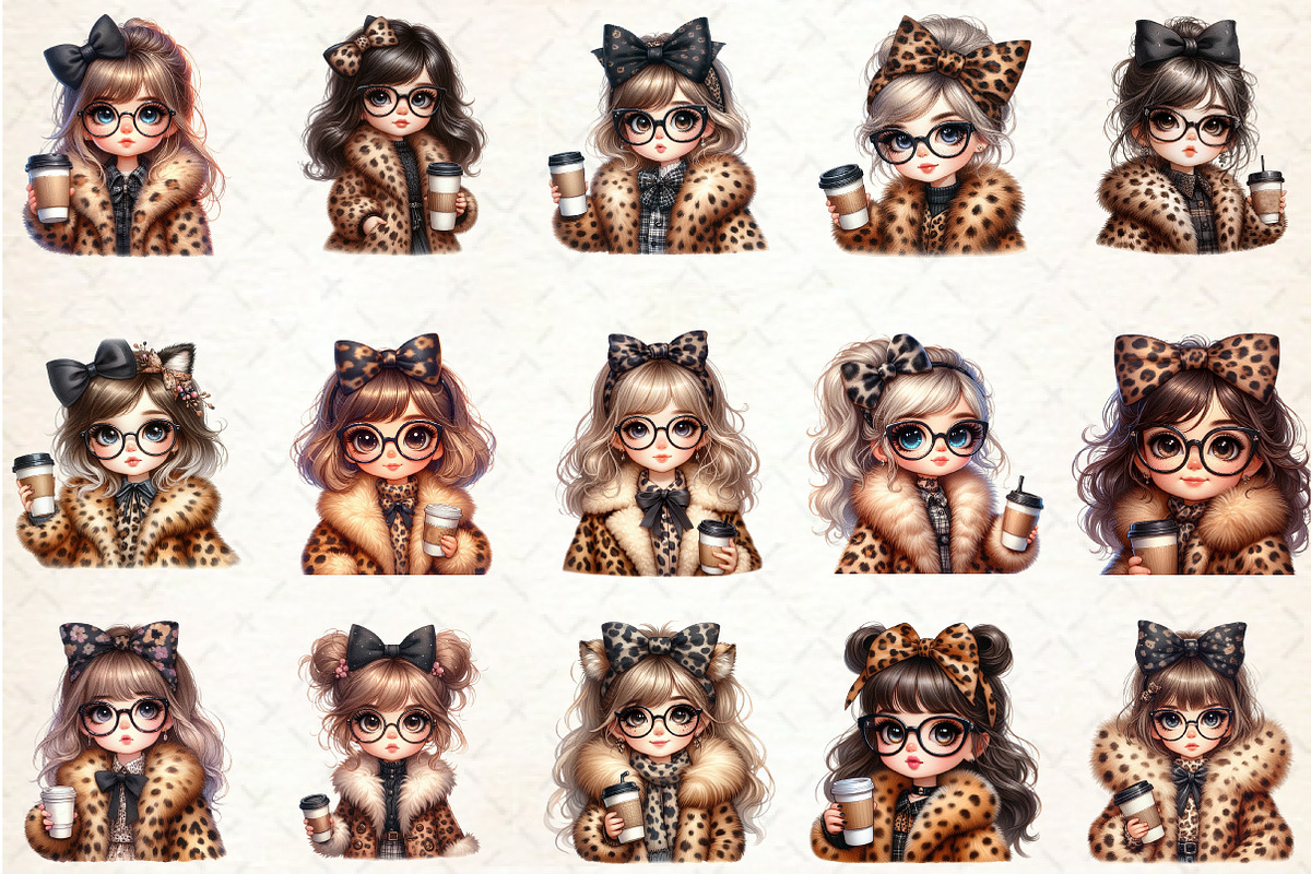 Girl Clipart, Leopard Bow Clip Art,, an Illustration by Rose Art (Photo 2 of 4)