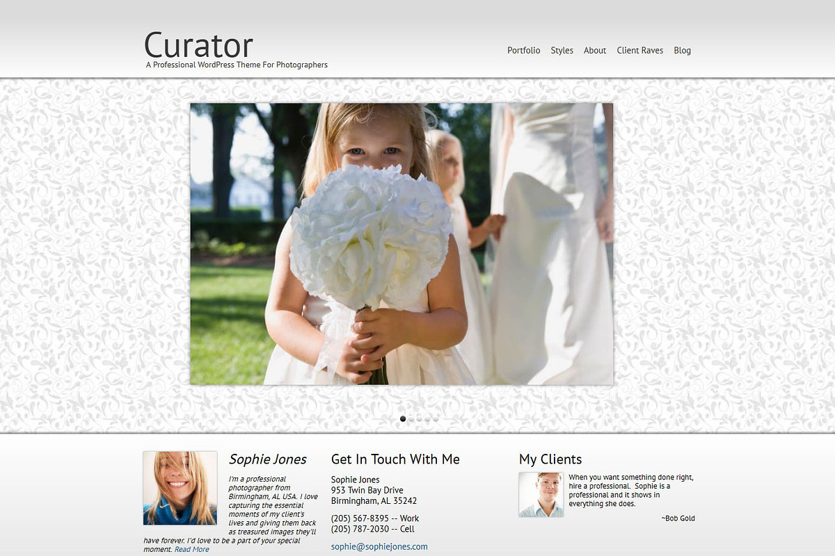 Curator Photography WordPress Theme, a WordPress Template by Organized Themes