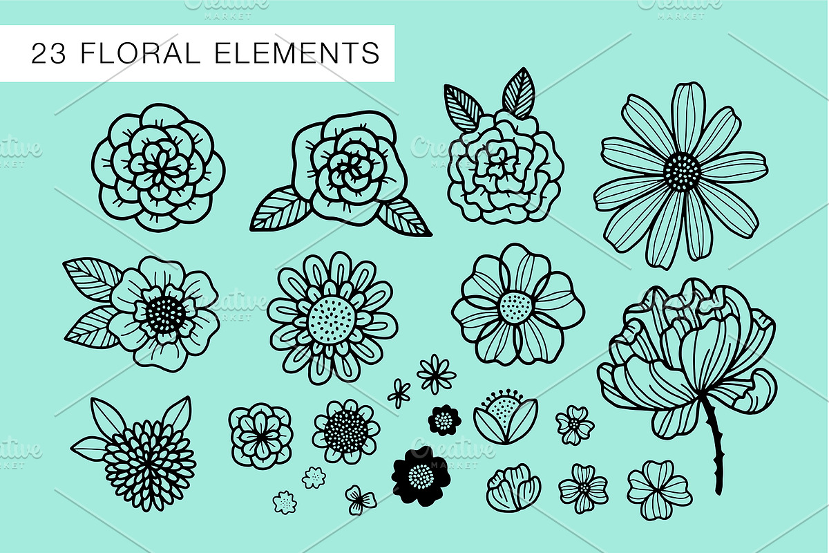 60 Garden Florals Vector Elements, an Illustration by Kristin Nohe Juchs (Photo 3 of 5)