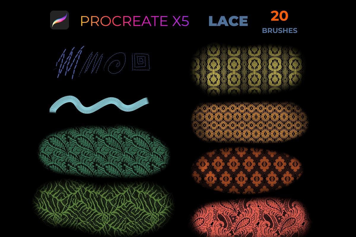 20 lace Procreate Brush Set, a Brush Add-On by Graphics Resources (Photo 9 of 9)