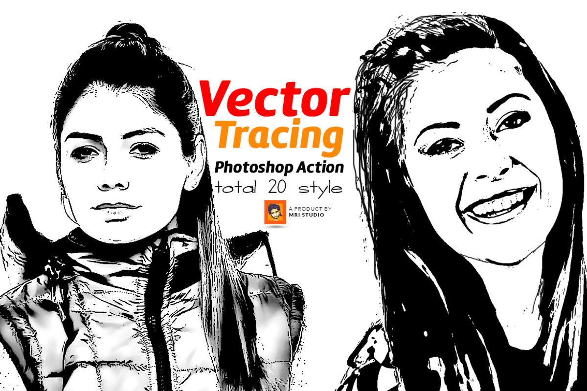 Vector Tracing Photoshop Action, an Action Add-On by MRI STUDIO (Photo 1 of 11)
