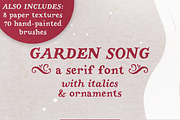 Garden Song serif font and extras, a Serif Font by Ana's Fonts (Thumbnail 1 of 12)