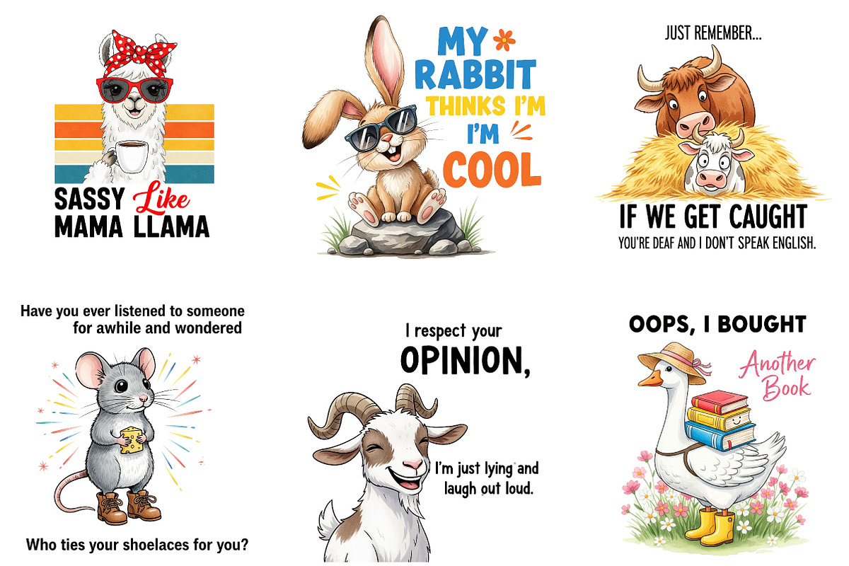 Funny Farm Animal Quotes Clipart, an Illustration by DreamArtGraphic (Photo 2 of 3)
