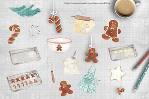 Christmas Baking Watercolor Clipart