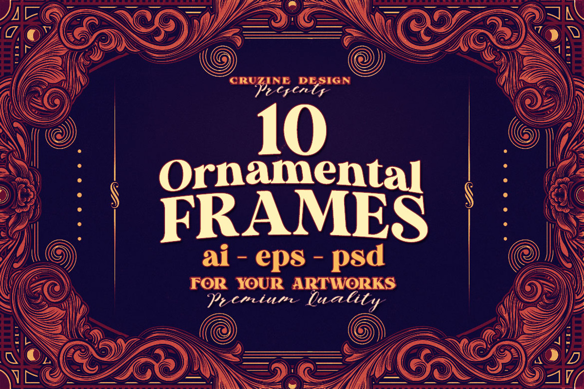10 Frames Vol.8 - Victorian Ornament, a Background Graphic by Cruzine (Photo 2 of 8)