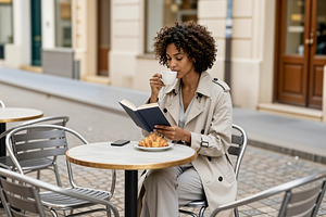 Woman Reading and Drinking Coffe, a Photo by rarrarorro