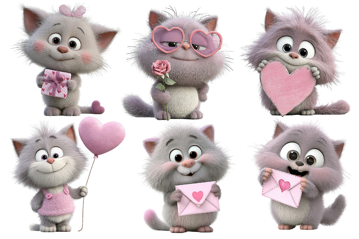 Valentine cat clipart, an Illustration by Designworld (Photo 3 of 5)