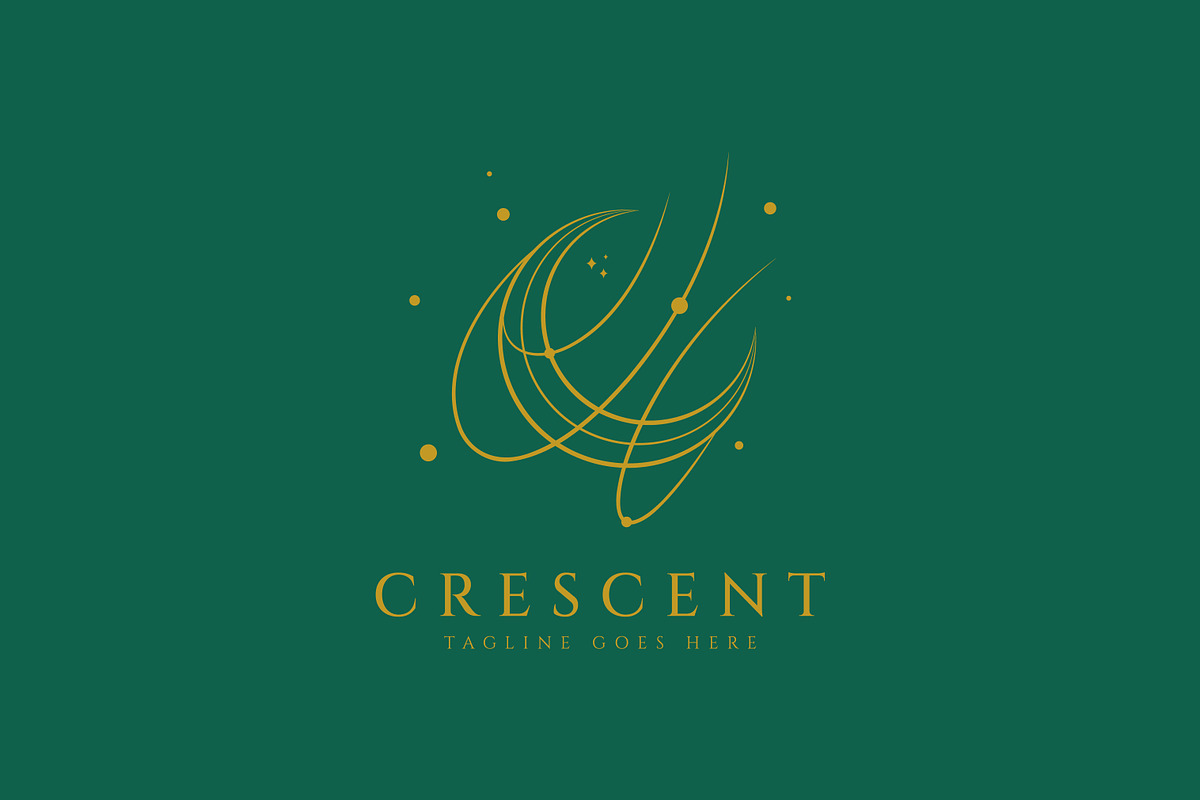 Crescent Moon Logo Abstract Line Art, a Branding & Logo Template by Signatoro (Photo 2 of 3)