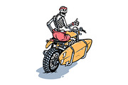 skull riding a motorbike surfboard, an Illustration by gunaonedesign (Thumbnail 1 of 4)