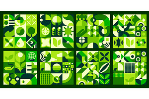 Ecology green tile with nature, a Decorative Illustration by Vector Tradition