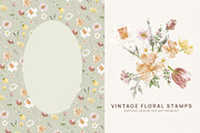 Vintage Floral Stamps Watercolor, a Seasonal Illustration by slowlivecreate (Thumbnail 4 of 6)