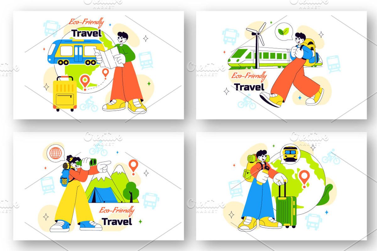 10 Eco Friendly Travel Lifestyle, a Transportation Illustration by denayunebgt (Photo 3 of 4)