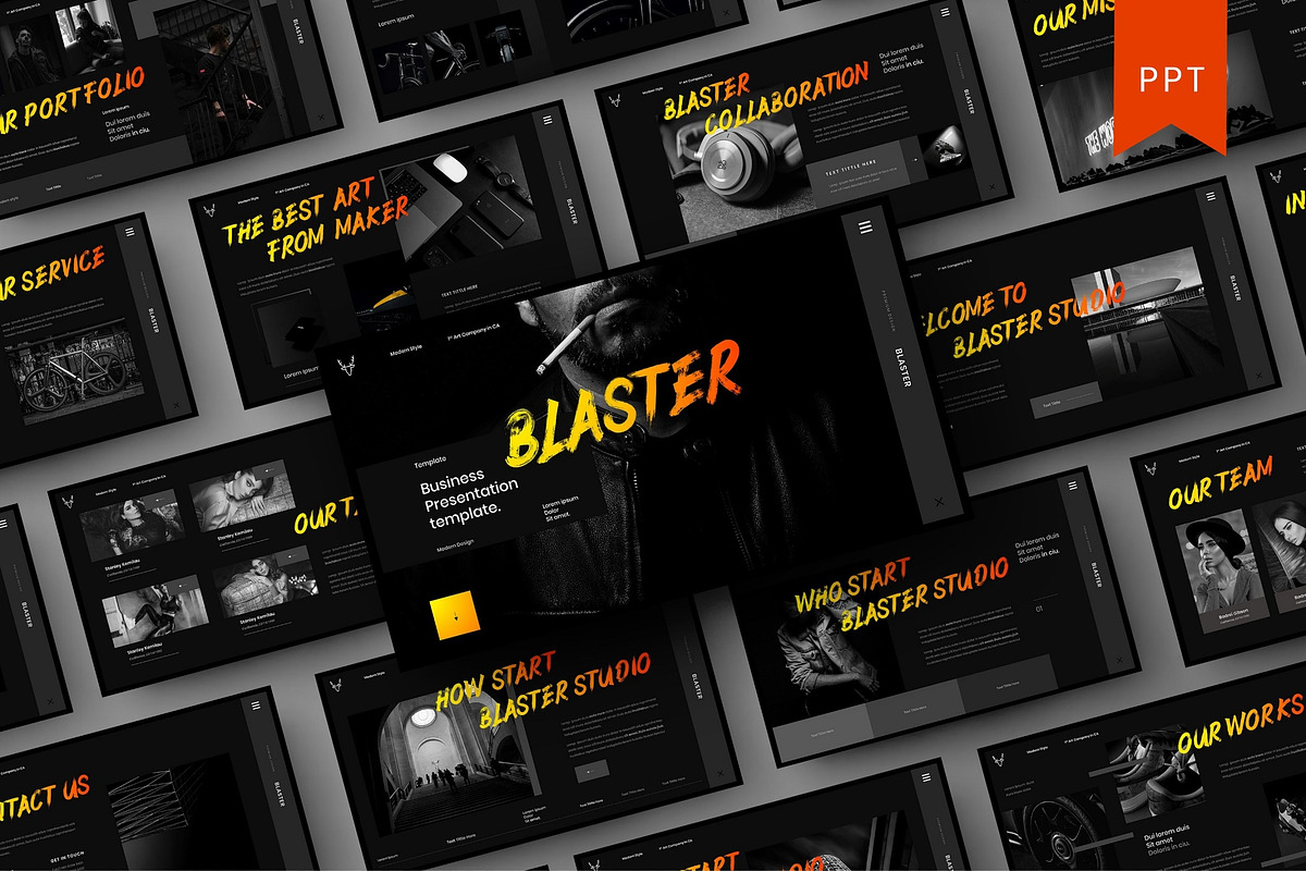 Blaster – Business PowerPoint, a Presentation Template by Dens Creative Studio (Photo 1 of 6)
